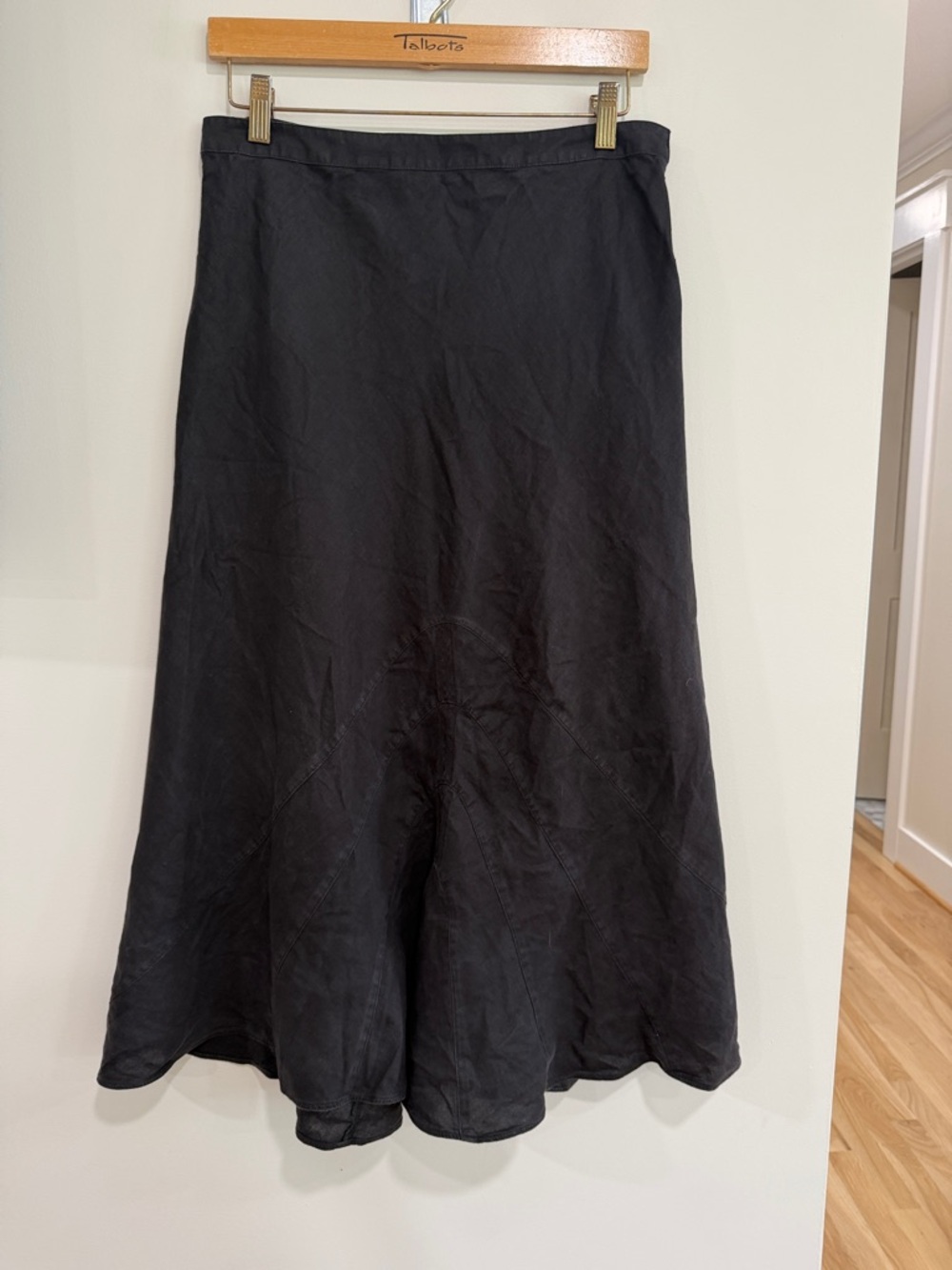 J. Jill 100% Linen Black A-Line Midi Skirt
